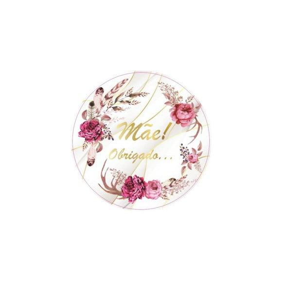 Etiquetas Adesivas Kit 100 Selos mãe Rosas  4cm x 4cm