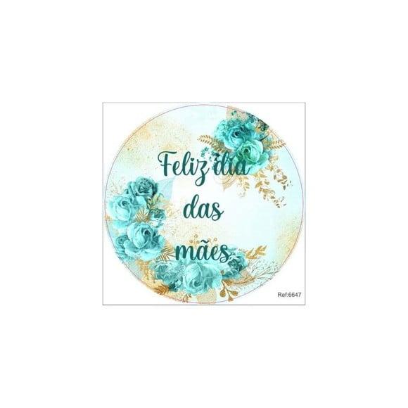 Etiquetas Adesivas Kit 100 Selos mãe Verde Água 4cm x 4cm