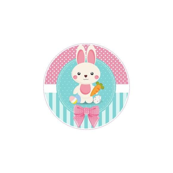 Etiquetas Adesivas Kit 100 Selos páscoa Azul/rosa 4cm x 4c