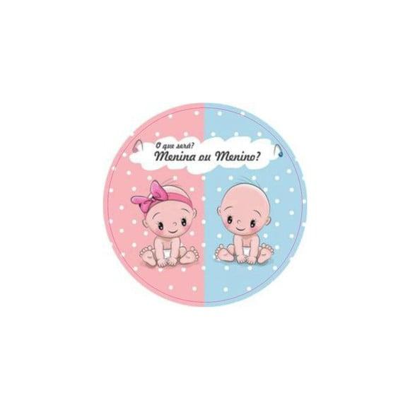Etiquetas Adesivas Kit 100 Selos revelação Rosa/azul  4cm