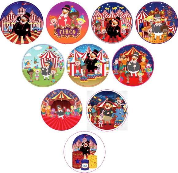 Etiquetas Adesivas Kit 100 Selos Bita Circo 4cm x 4cm