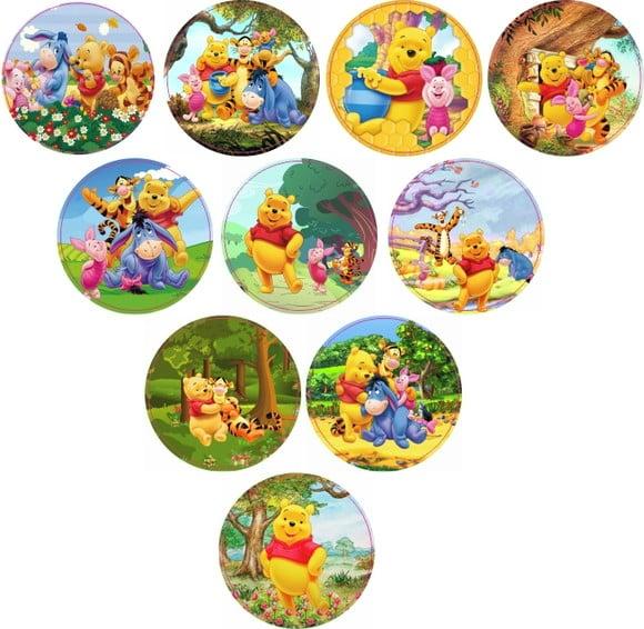 Etiquetas Adesivas Kit 100 Selos Ursinho Pooh 4cm x 4cm