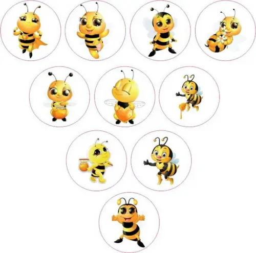 Adesivos Kit 100 Selos Abelinha 4cm x 4cm com Recorte