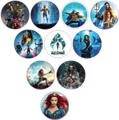 Adesivos Kit 100 Selos Aquaman 4cm x 4cm com Recorte