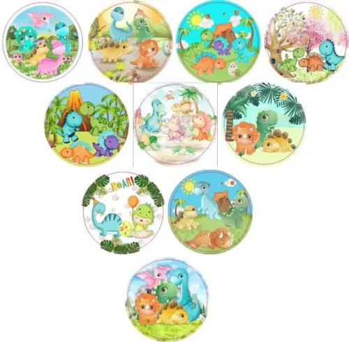 Adesivos Kit 100 Selos Baby Dinossauro 4cm com Recorte
