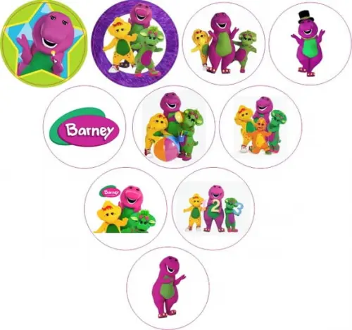 Adesivos Kit 100 Selos Barney 4cm com Recorte