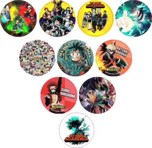 Adesivos Kit 100 Selos Boku no Hero 4cm x 4cm com Recorte