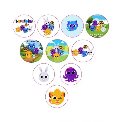 Adesivos Kit 100 Selos Bolofofos 4cm x 4cm com Recorte