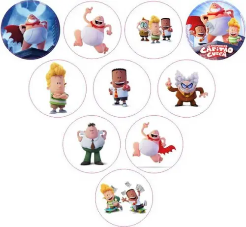 Adesivos Kit 100 Selos Capitão Cueca 4cm com Recorte