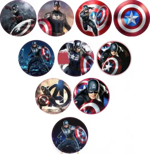 Adesivos Kit 100 Selos Capitão América 4cm x 4cm com Recorte