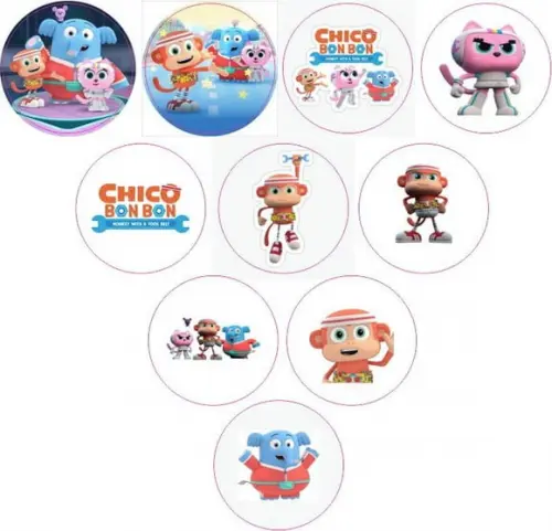 Adesivos Kit 100 Selos Chico Bon 4cm x 4cm com Recorte