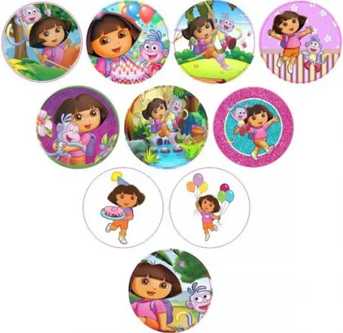 Adesivos Kit 100 Selos Dora a Aventureira 4cm com Recorte