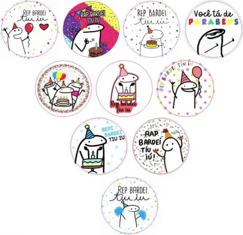 Adesivos Kit 100 Selos Florky 4cm x 4cm com Recorte