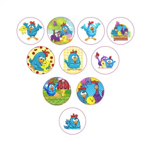 Adesivos Kit 100 Selos Galinha Pintadinha 4cm x 4cm com Reco