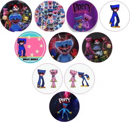 Adesivos Kit 100 Selos Huggy Wuggy 4cm x 4cm com Recort