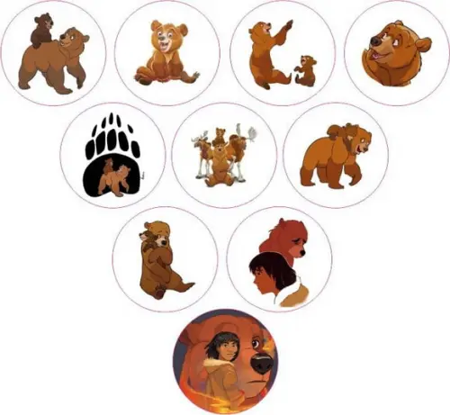 Adesivos Kit 100 Selos Irmãos Urso 4cm x 4cm com Recorte