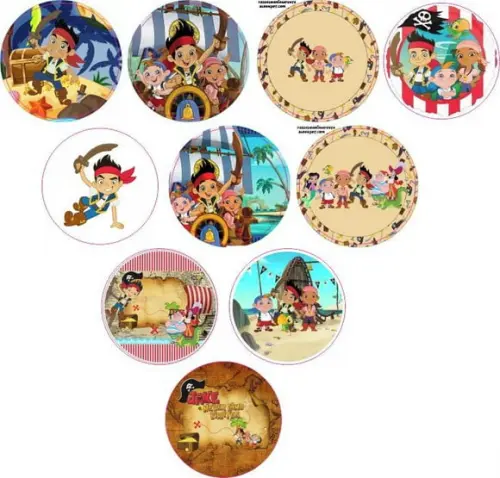 Adesivos Kit 100 Selos Jake o Pirata 4cm x 4cm com Recorte