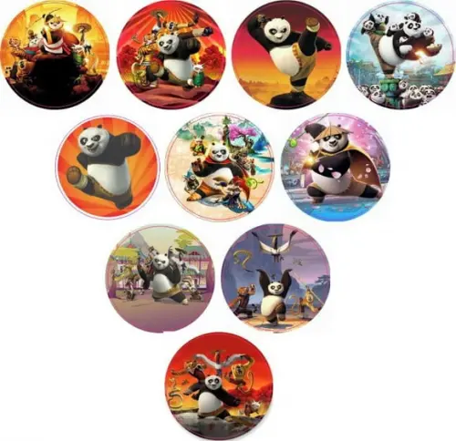 Adesivos Kit 100 Selos Kung Fu Panda 4cm com Recorte