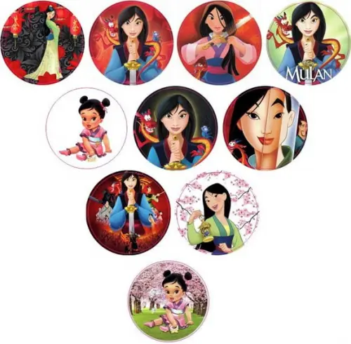 Adesivos Kit 100 Selos Mulan 4cm x 4cm com Recorte