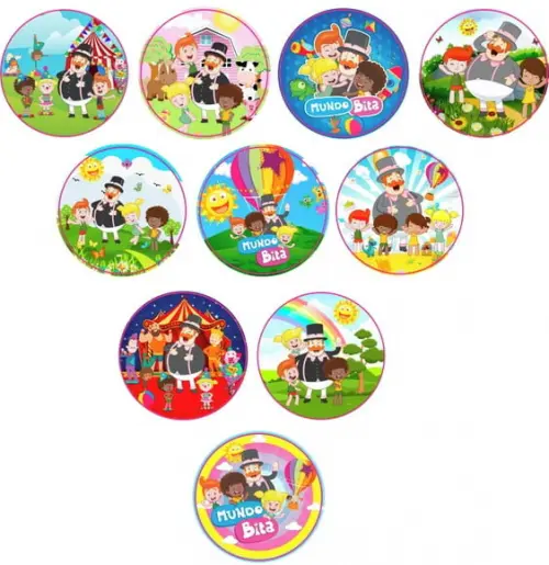 Adesivos Kit 100 Selos Mundo Bita 4cm x 4cm com Recorte