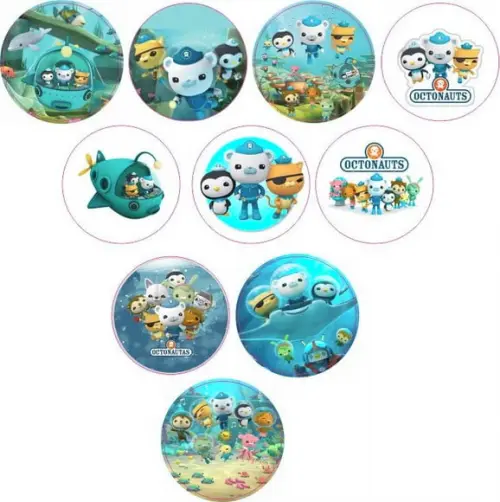 Adesivos Kit 100 Selos Octonautas 4cm x 4cm com Recorte
