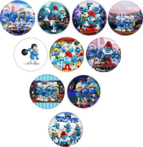 Adesivos Kit 100 Selos os Smurfs 4cm x 4cm com Recorte
