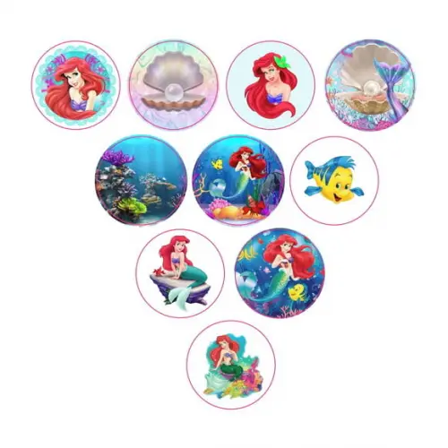 Adesivos Kit 100 Selos Pequena Sereia 4cm x 4cm com Recorte