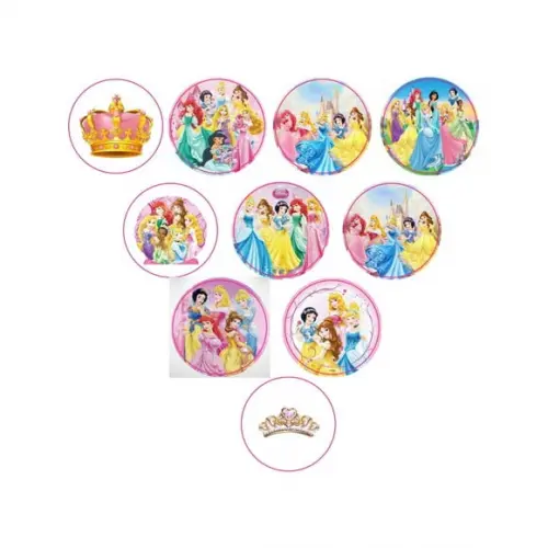 Adesivos Kit 100 Selos Princesas 4cm x 4cm com Recorte