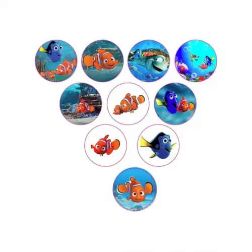Adesivos Kit 100 Selos Procurando Nemo 4cm x 4cm com Recort