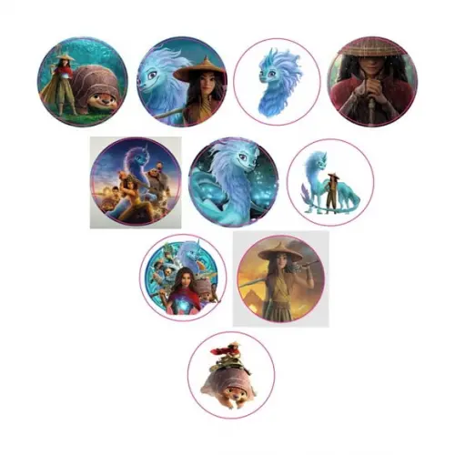Adesivos Kit 100 Selos Raya e o Ultimo Dragão 4cm x 4cm com