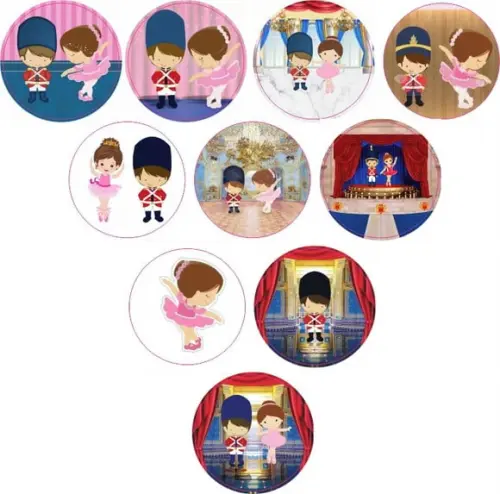 Adesivos Kit 100 Selos Soldado e Bailarina 4cm