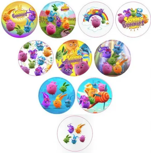 Adesivos Kit 100 Selos Sunny Bunnies 4cm x 4cm com Recorte