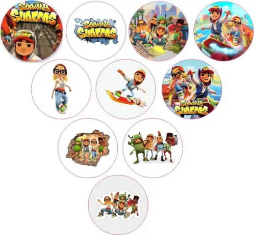 Adesivos Kit 100 Selos Subway Surfers 4cm com Recorte