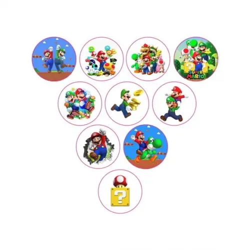 Adesivos Kit 100 Selos Super Mario 4cm x 4cm com Recorte