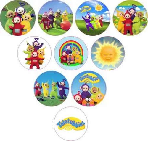 Adesivos Kit 100 Selos Teletubbies 4cm com Recorte