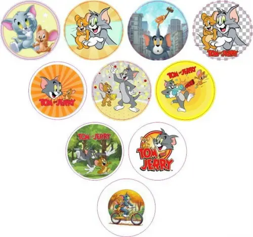 Adesivos Kit 100 Selos Tom e Jerry 4cm com Recorte