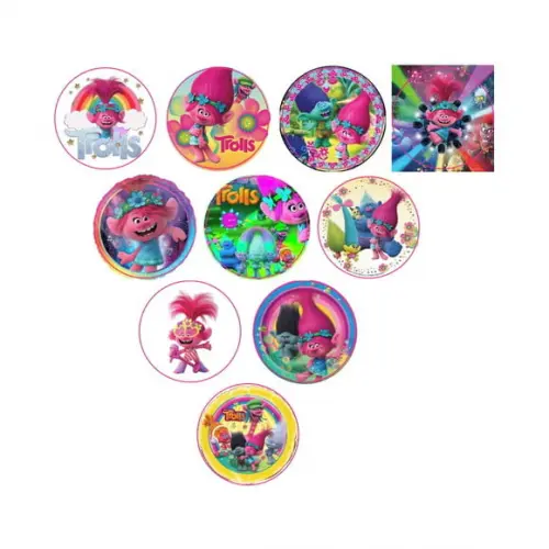 Adesivos Kit 100 Selos Trolls 4cm x 4cm com Recorte
