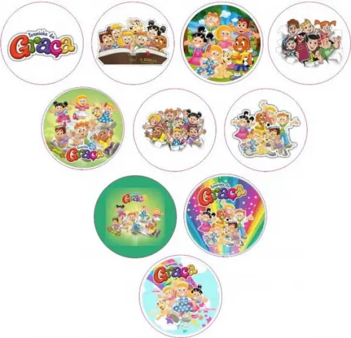 Adesivos Kit 100 Selos Turminha Graça 4cm com Recorte