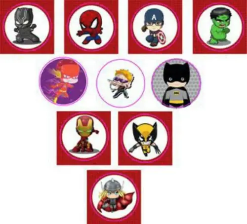 Adesivos Kit 100 Selos Vingadores Mini 4cm x 4cm com Recorte