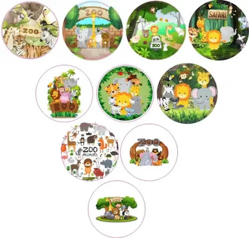 Adesivos Kit 100 Selos Zoológico 4cm com Recorte