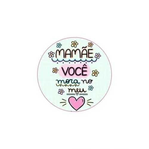 Etiq Adesivas Kit 100 Selos "mãe Mora no Meu Coração'' 4cm
