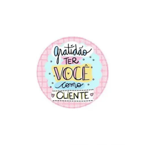 Etiquetas Adesivas Kit 100 Selos "gratidão Rosa/azul "4cm