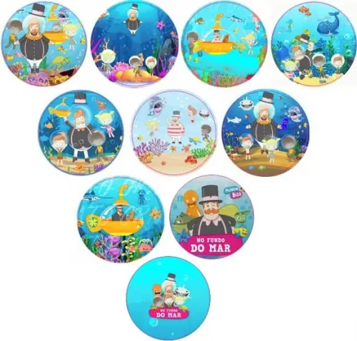 Etiquetas Adesivas Kit 100 Selos Bita Fundo Mar 4cm x 4cm