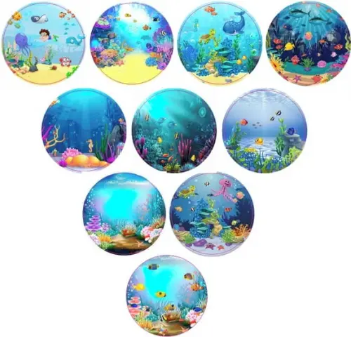 Etiquetas Adesivas Kit 100 Selos Fundo do Mar 4cm x 4cm