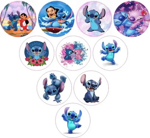 Etiquetas Adesivas Kit 100 Selos Lilo e Stitch 4cm x 4cm