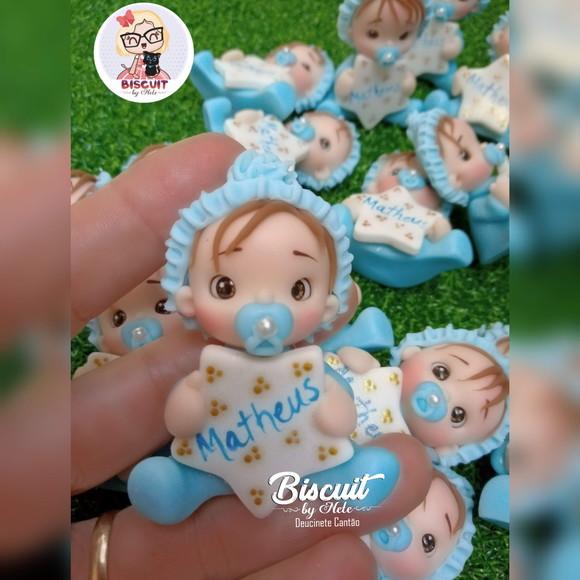 15 Lembrancinhas Bebê Estrelinha Menino Biscuit 1
