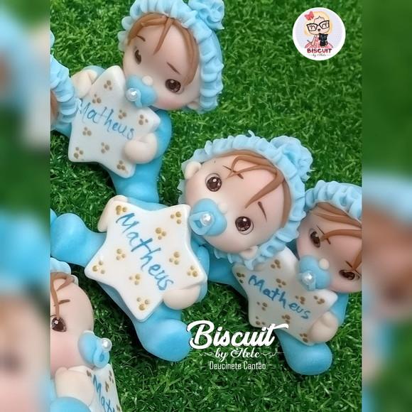 15 Lembrancinhas Bebê Estrelinha Menino Biscuit 1