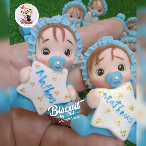 15 Lembrancinhas Bebê Estrelinha Menino Biscuit 1