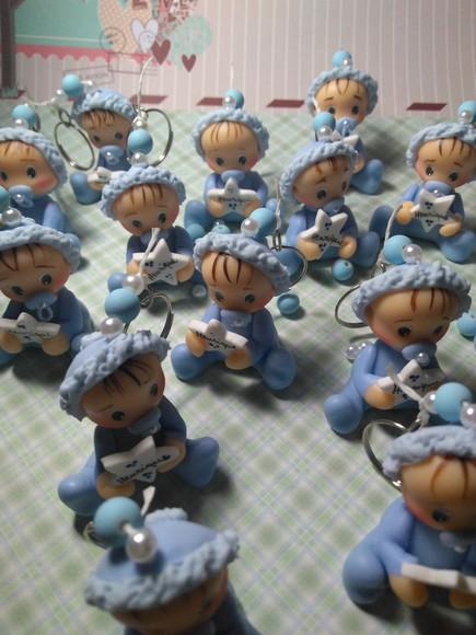 30 Chaveirinhos Bebê com Estrelinha Menino Biscuit
