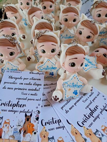 30 Chaveirinhos Bebê Fantasiado de Dog em Biscuit